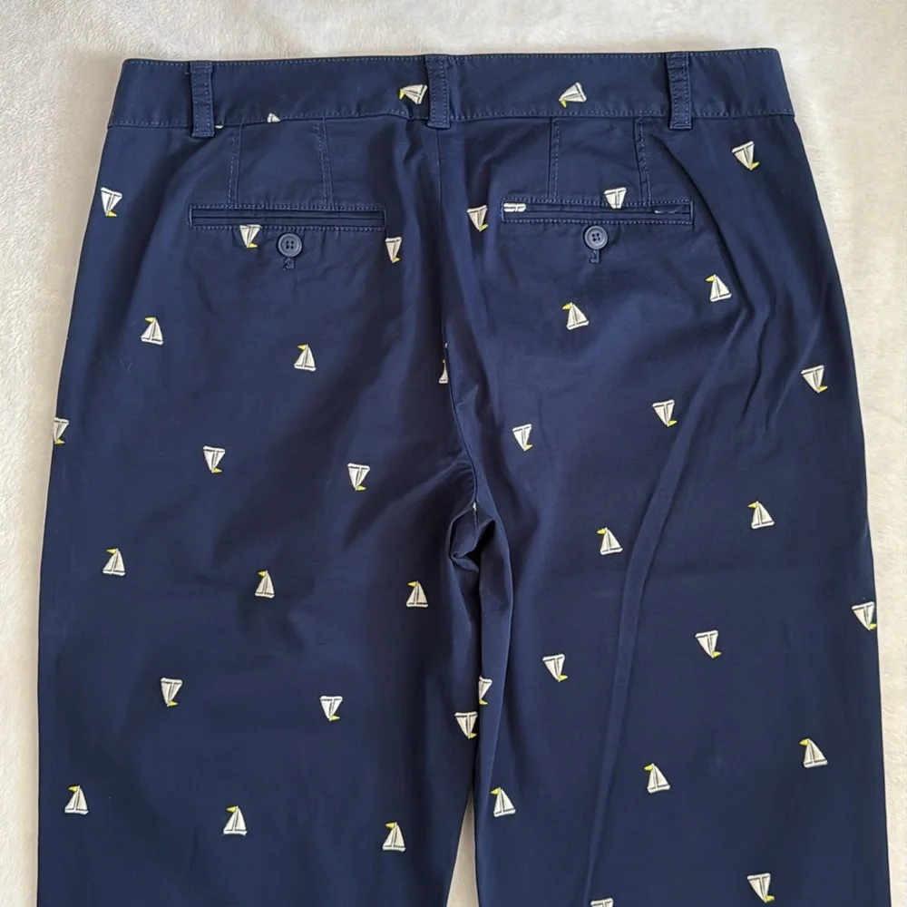 Talbots | The Weekend Chino Embroidered Sailboat Cropped Pants Blue (8) - Picture 12 of 15